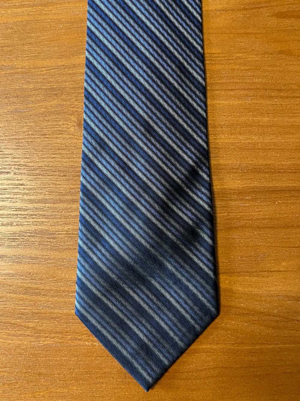 Calvin Klein CK 100% Silk Tie Blue Gray Diagonal Stripe Necktie 3.25”